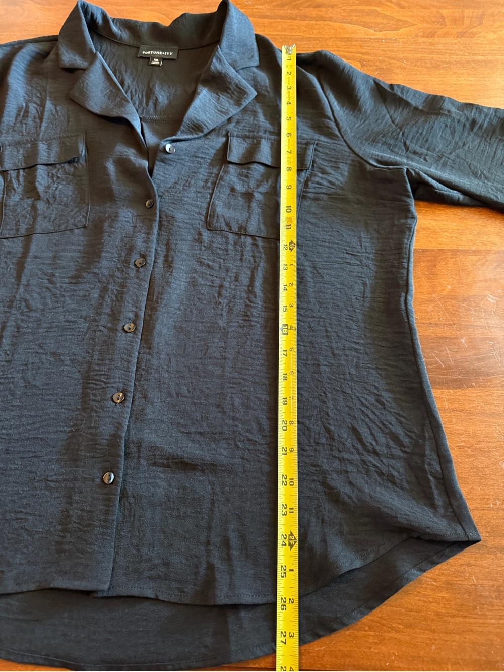 Fortune + Ivy Black Button-Front Blouse - Picture 3 of 9